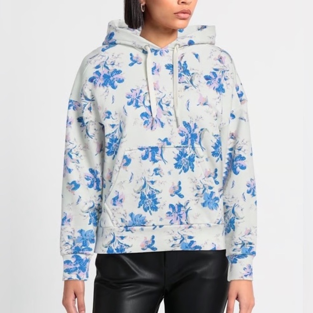 Rag & Bone City Floral Print Organic Cotton Hoodie Sweatshirt XS